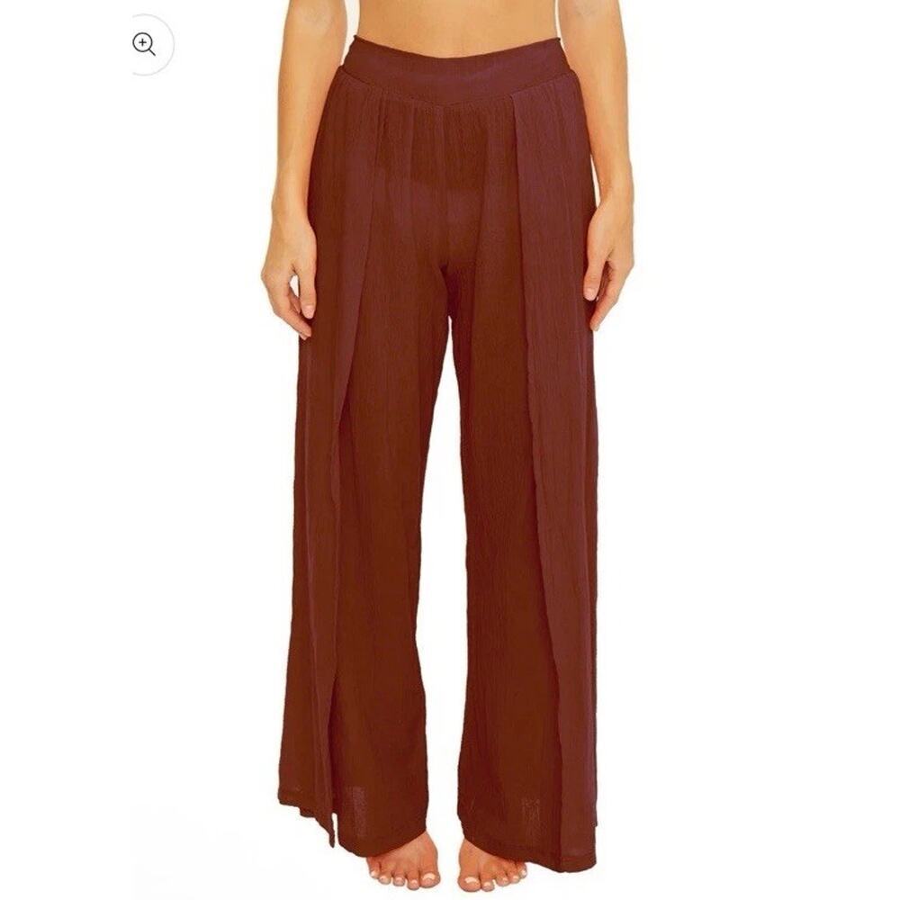 BECCA by Rebecca Virtue Pant Wide Leg Coverup Gauzy Side Slit NWT Coconut XS